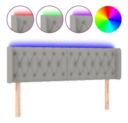LED sänggavel - FDIT - Ljusgrå - 147x16x78/88 cm - Tyg