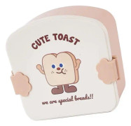 HURRISE Bento Box för barn Barn Bento Box Cartoon Look Divider Lunchartiklar Vit rostat brödmönster lock