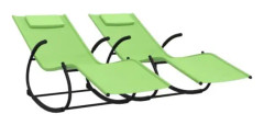BEL-7458880543590-Gungande fåtöljer 2 st Grönt stål och textilen