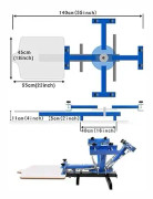 Silkscreentryckmaskin, Stålkonstruktion, Gör-det-själv-kit, 4 Färg 1 Station