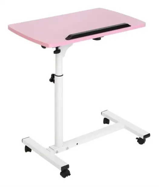 SIB Löstagbar bärbar dator 62~91,5 cm Höjdjusterbar multifunktionell rullsäng med böcker på hjul - Rosa