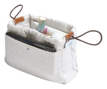 Plånbok Organizers Naturlig bomull Herringbone Canvas Handväska, Bag Shaper Insert, 6 fickor (Ljusgrå, Liten)