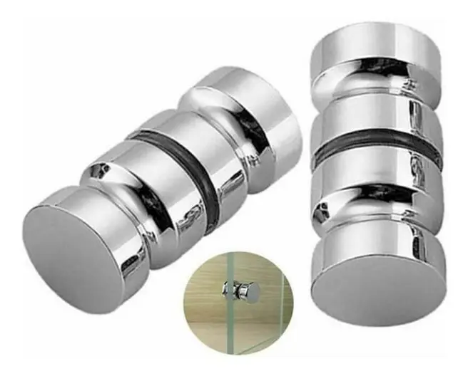 Set med 2 duschdörrhandtag bad duschdörrhandtag 30mm polerad krom ersättningsdörrhandtag hållbara rostfritt stål runda glasdörrhandtag