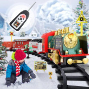 Fjärrkontroll set,elektrisk R/c tågleksak för barn m/rök,ljus & ljud,järnvägssatser W/ångloksmotor,lastbilar & spår,perfekt för