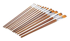 HURRISE Målarpensel 13 st Nylon Hår Akvarell Oljemålning Platt Pensel Set Trähandtag Tillbehör