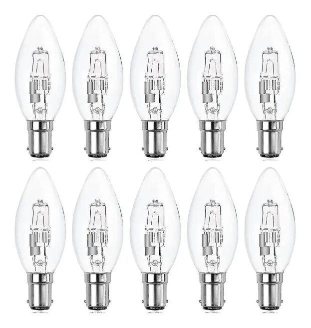 10-pack B15d halogenlampor, dimbara 42w C35 halogenljuskälla 42w B15d Eco halogenlampor B15d ljuskällor liten bajonett