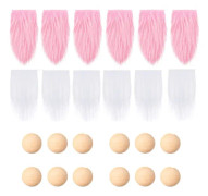 Set med 12 gnome skägg med träkulor för gör-det-själv-julklappar bröllopsfavoriter (rosa och vita)
