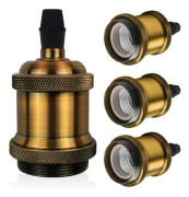 4 retro lamphållare antika aluminium lamphållare (gyllene brons),