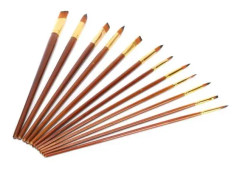 HURRISE Paint Brush Set 12st Långt skaft Pensel Set Nylon Hår Oljemålning Ritverktyg
