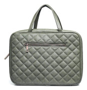 ther Toiletry Travel Bag för kvinnor - Stor kosmetisk storlek med 4 fickor - Roséguld hårdvara och satin interiör - Svart