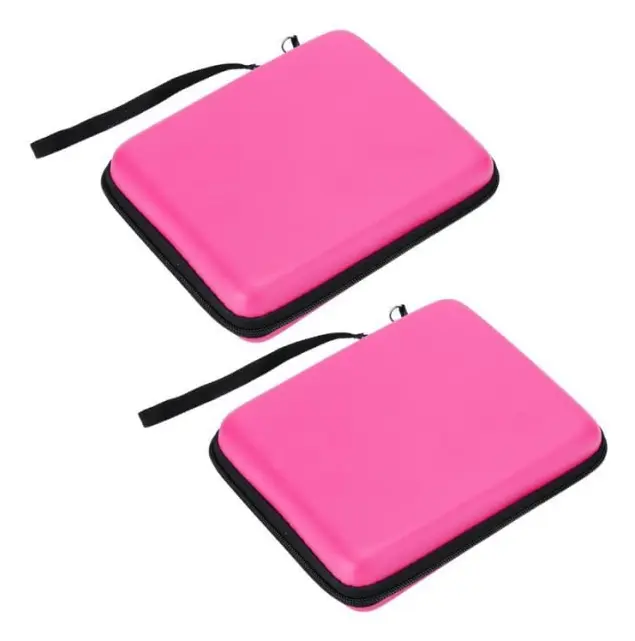 Tbest skyddsväska 2 st EVA hårt paketväska Förvaring Bärbar väska Skyddsöverdrag med snörning för 2DS (rosa)