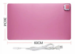220V Electric Hot Plate Writing Desk Warm Table Mat Blanket Office Mouse Heating Warm Computer Hand Warmer Desktop Heating Plate, Color:Pink Big Size,