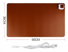 220V Electric Hot Plate Writing Desk Warm Table Mat Blanket Office Mouse Heating Warm Computer Hand Warmer Desktop Heating Plate, Color:Brown Big Size