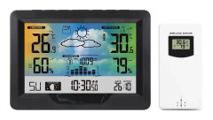 Multifunktionell Trådlös Väder Station Forecaster Inomhus Utomhus Termometer Hygrometer med Sensor