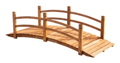 Rootz Garden Bridge - Träbro - Gåbar träspång - Dammbro - Dekorativ bro med räcke - Massivt trä - Orange - 185L x 72W x 58H cm