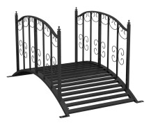 Rootz Garden Bridge - Vintage Style - Trädgårdsdammdekoration - Böjd broram - Metall - Svart - 119x67x70cm