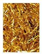 Gold Crinkle Paper 50g - Metallisk iriserande strimlad fyllmedel för fester