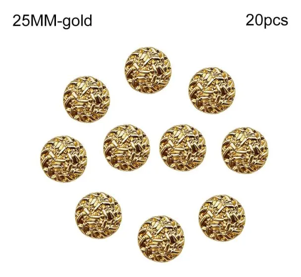 10 st metallknappar skjortknappar GULD 25MM20PCS 20PCS guld 25MM20pcs-20pcs