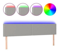LED sänggavel - FDIT - Ljusgrå - 200x5x78/88 cm - Tyg