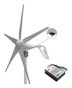 Vindturbingeneratorpaket, 400W effektutgång, PWM-kontroll, 24V, 6 vita blad, 400W