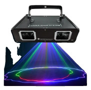 Disco Laserprojektor, RGB-laserstrålar, dubbelhuvudslins, RGB, EU-kontakt