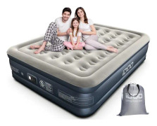 O Queen Size Luftmadrass, Uppblåsbar Säng med Inbyggd Pump, 3 Min Snabb Självuppblåsning/Tömning Luftmadrass, Uppblåsbar Säng Höjd 38cm Queen