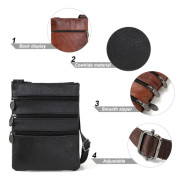 Multi Zipper Pocket Crossbody-väska med rem, lätt