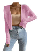 dusa Dam Drop Shoulder Långärmad Knapp Upp Stickad Cardigan Tröja Rosa Stor
