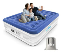 O Queen Air Bed, Uppblåsbar säng med inbyggd elektrisk pump, 3 minuters snabb självuppblåsning/tömning Gästluftmadrass, B Queen-Blue