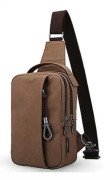 Herr canvas crossbody väska för vandring (Ljusbrun)