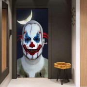 Halloween 3D Clown Under the Moon Dörrklistermärken, 30 x 79 tum Clown Under the Moon Realistiska Dörr Wa