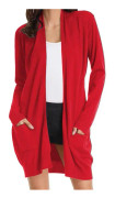 Kvinnor Öppen Front Cardigan Tröjor Fickor Långärmade axelryckningar