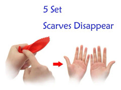 5 Set Disappearing Silk Fake Tumspetsmagiskt Trick Verklighet Magiker Finger Tumspets Med Röd Silke Magiska Rekvisita