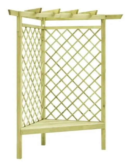 vidaXL Hörnpergola med bänk 130x130x197 cm impregnerad furu