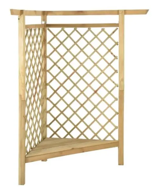 BEL-7667103870317-Hörnpergola med bänk 166x81x174 cm Impregnerad furu