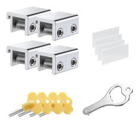 Skjutfönsterlås (4-pack), säkerhetsfönsterlås med nycklar, justerbara skjutfönsterstopp i aluminium (silver)
