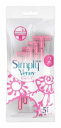 Simply Venus 2 Basic Disposable Razors For Women - 5 Pack