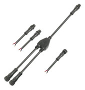 2-stifts vattentät anslutning, 2-stifts Y-kontakt Ip68 2-stift med 16awg 1 hane 2 hona, led-förlängningskabel för bil-, båt-, ledlampor