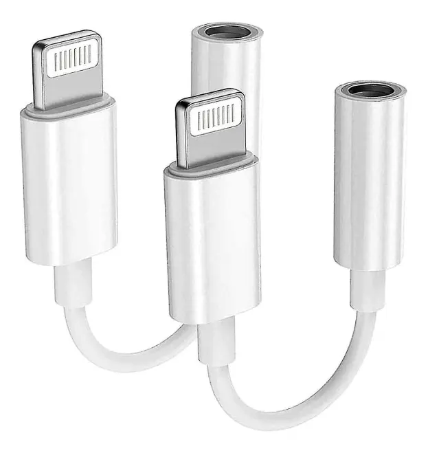 2-pack-apple Lightning till 3,5 mm hörlursuttag Adapterkontakt