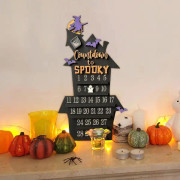 Halloween adventskalender 2023 för barn, nedräkning till spöklik halloweenkalender Spökskrivbordsdekorationer i trä, skrämmande Halloween-nedräkningskalender (