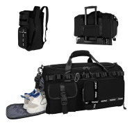 Gymväska Sport Duffel Bag med Skofack Gym Duffle Bag Weekend Reseväska med Våtficka 2 i 1 Packback Bag Stor Kapacitet Vikbar