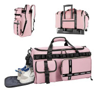 Gymväska Sport Duffel Bag med skofack Gym Duffel Bag Weekend Resväska med våt ficka 2 i 1 Packback Bag Stor kapacitet hopfällbar pink