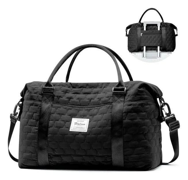 Weekender Duffel Bags för kvinnor och män, resväskor för flygplan, söta sportgym-dansväskor övernattningsbagage med våt ficka black