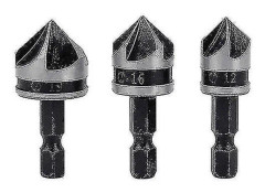 3 st 14 tum sexkantskaft 5 flöjt 90 De avfasningsbläckbitssats 12 mm 16 mm 19 mm