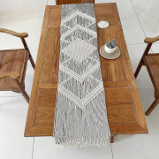 Macrame bordslöpare i bröllopsstil, nordisk droppe