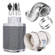 Ventilationskit, 190 CFM Inline-fläkt, Kolfilter, Vit kostym, 5 tum