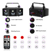 Laserprojektor, RGB-LED-lampor, röstaktiverad