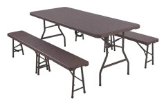 Campingbord, Hopfällbar Design, Vattentät, Stålram, 2 bänkar