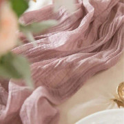 Cheesecloth bordsdukning, gasväv bordslöpare, halvgenomskinlig personalisera retro boho matsal vintage bröllopsdekor middagsbordsduk（90x180cm，Mauve）