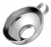 Stort tratt i rostfritt stål med breda räfflor och handtag för breda burkar, överföring av vätska, vätska, torra ingredienser och pulver, silver